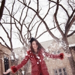 Raylene playing in the snow at the U of S