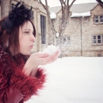 Raylene playing in the snow at the university